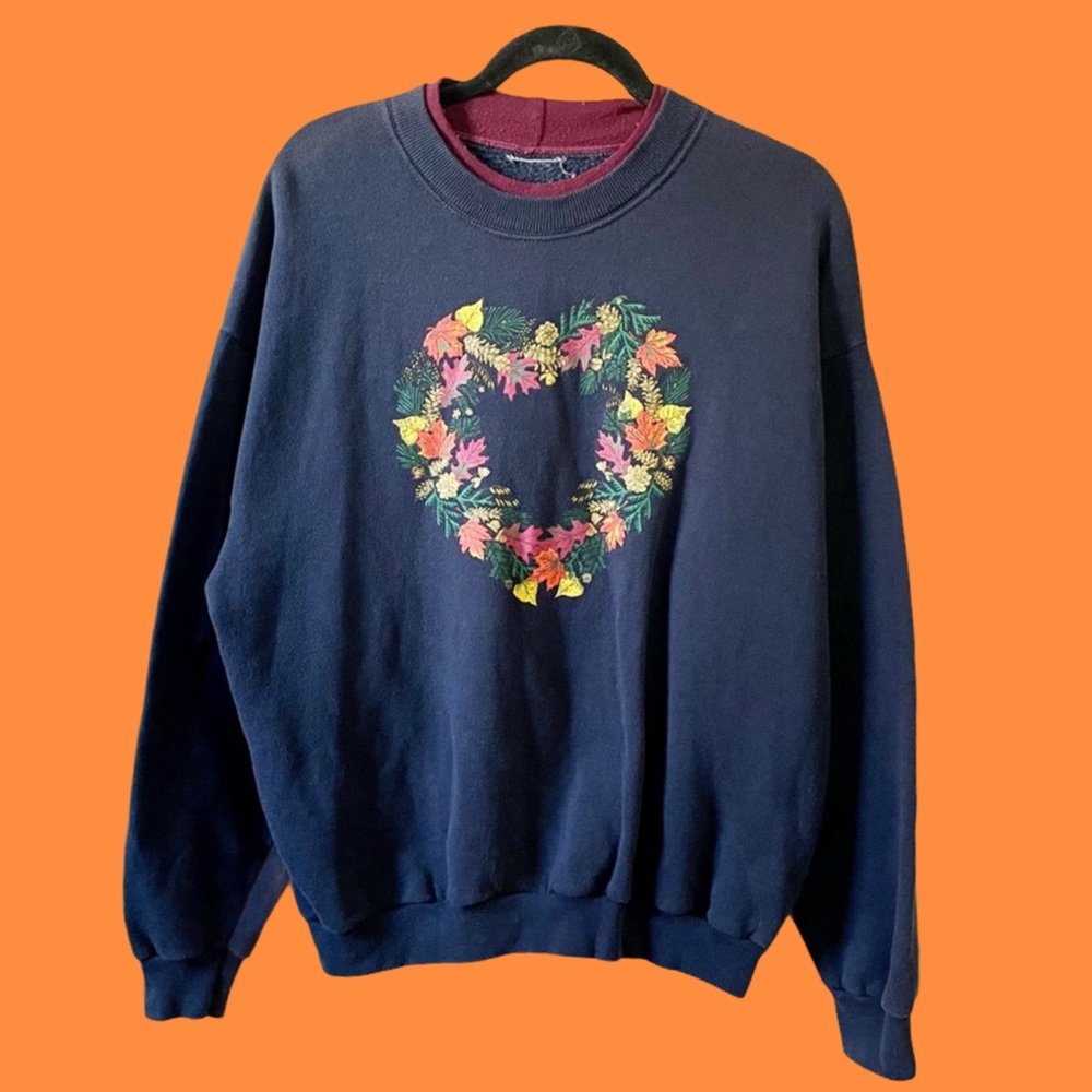 Vintage Fall Leaves Heart Sweatshirt